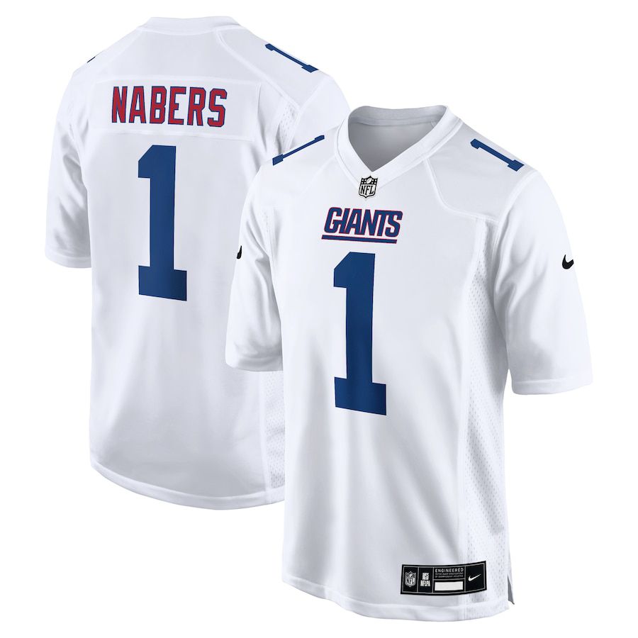 Men New York Giants #1 Malik Nabers White 2025 Nike Carbon Fashion NFL Jersey